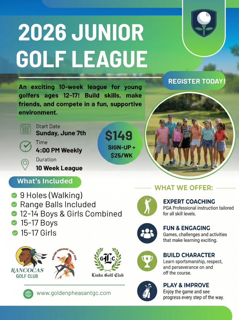 2026 Junior Sunday Afternoon Golf League Flyer